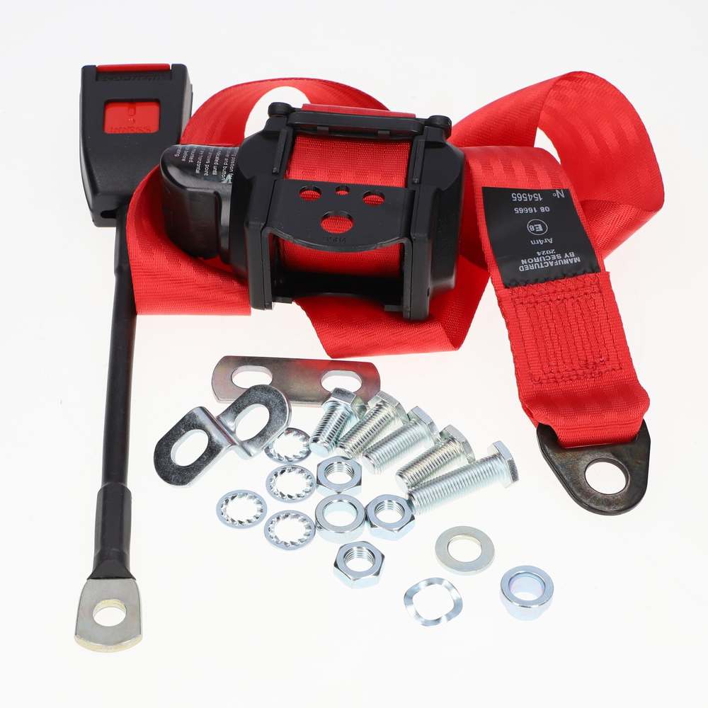FRONT RETRACTABLE INERTIA SEAT BELT RED SECURON 30CM STALK - ASB514_30RED