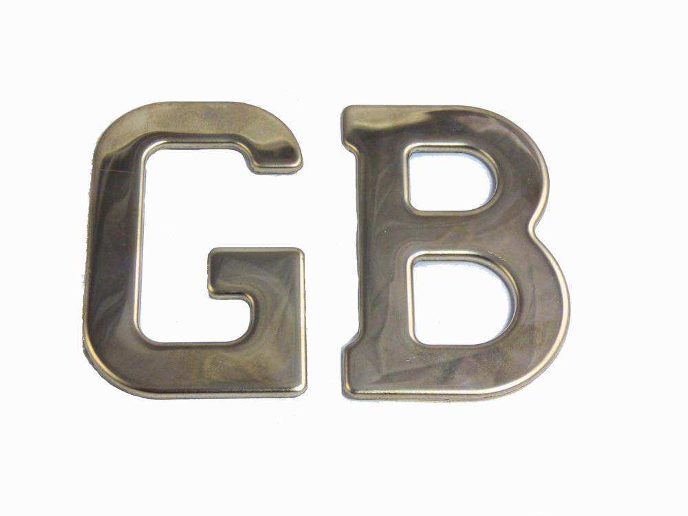 Badge GB chrome ind/letters Mini