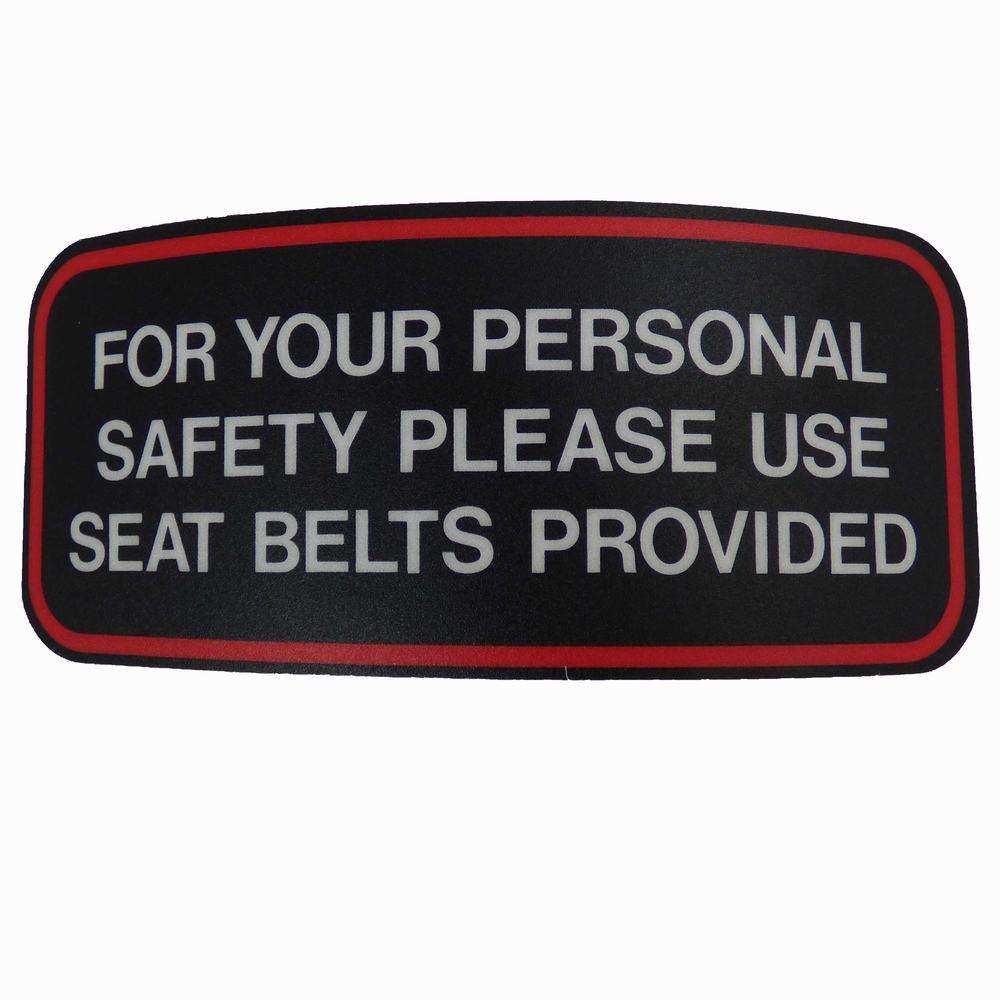 Seat belt safety sign