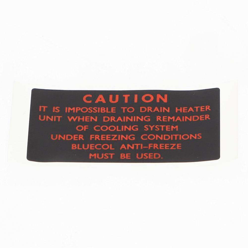 Label caution heater