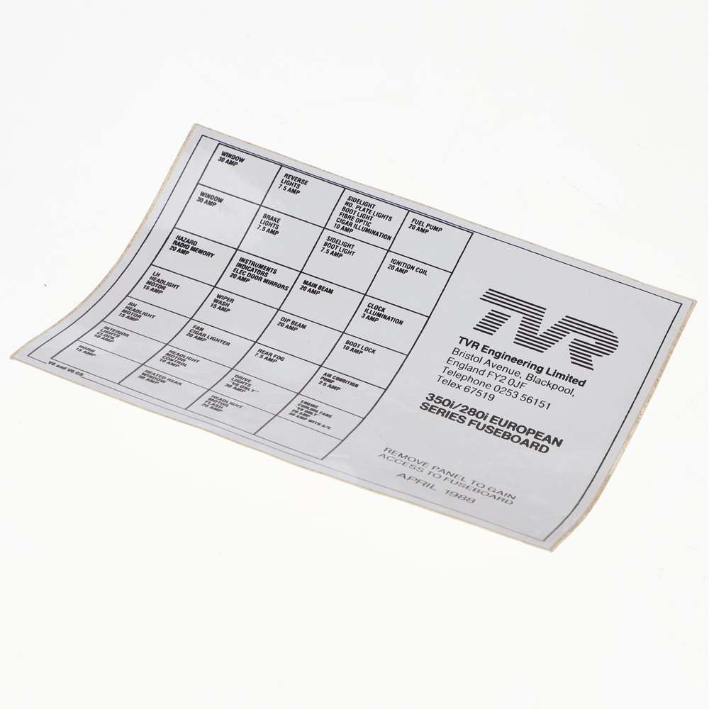 FUSE BOARD DIAGRAM 280/350 - TVR_025M_508A